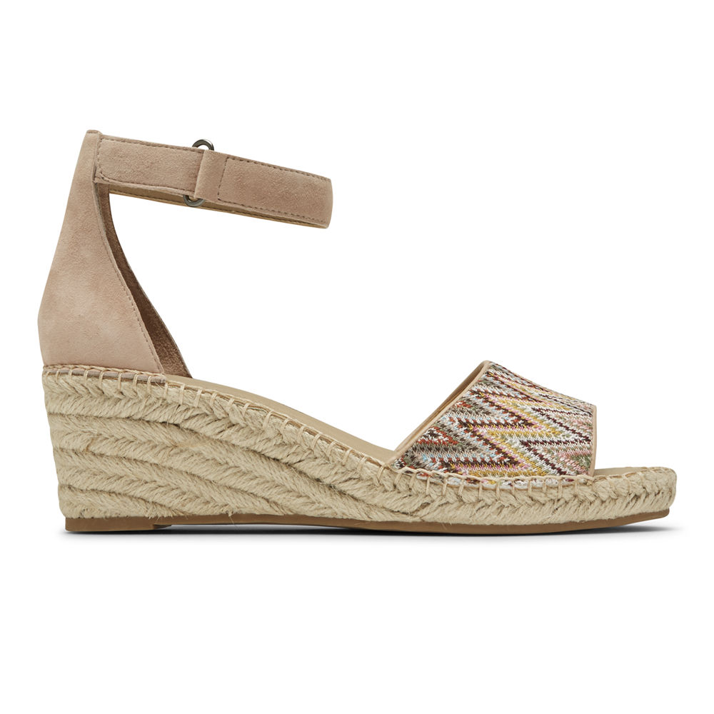 Sandálias Rockport Mulher Caqui - Marah Woven Ankle Strap - 02431UTAX